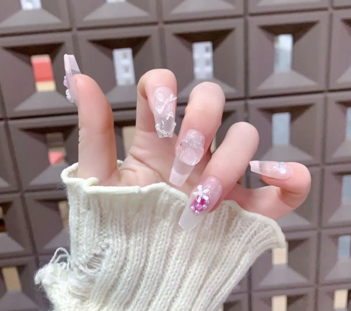 Sweet heart bow Handmade Press On Nails