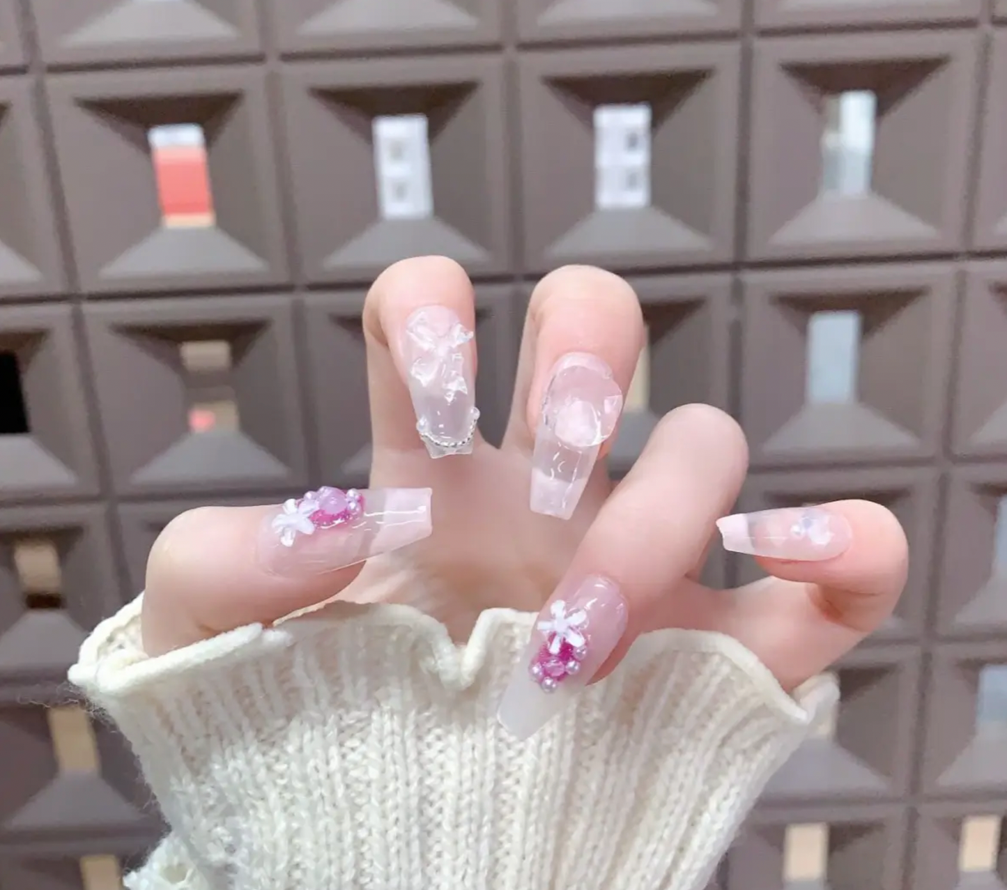Sweet heart bow Handmade Press On Nails