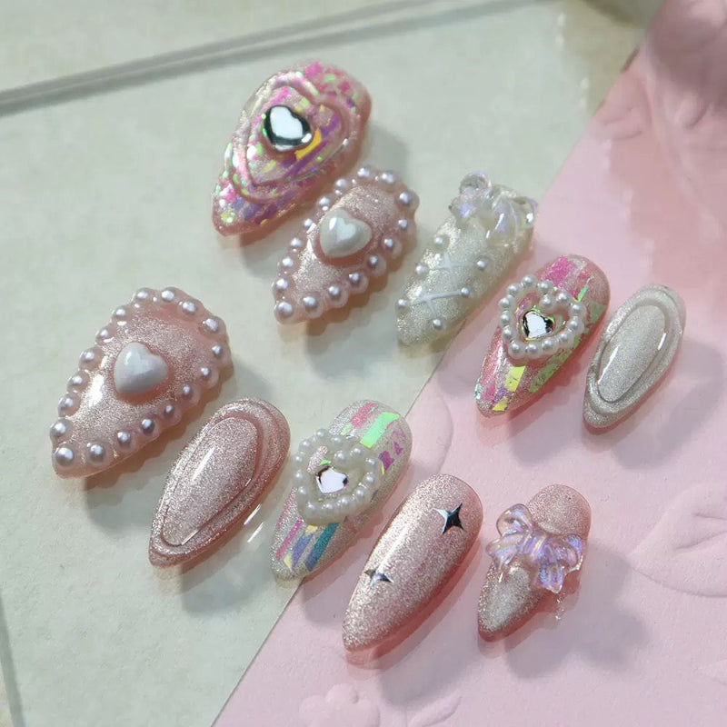 3D Love Pink Nail