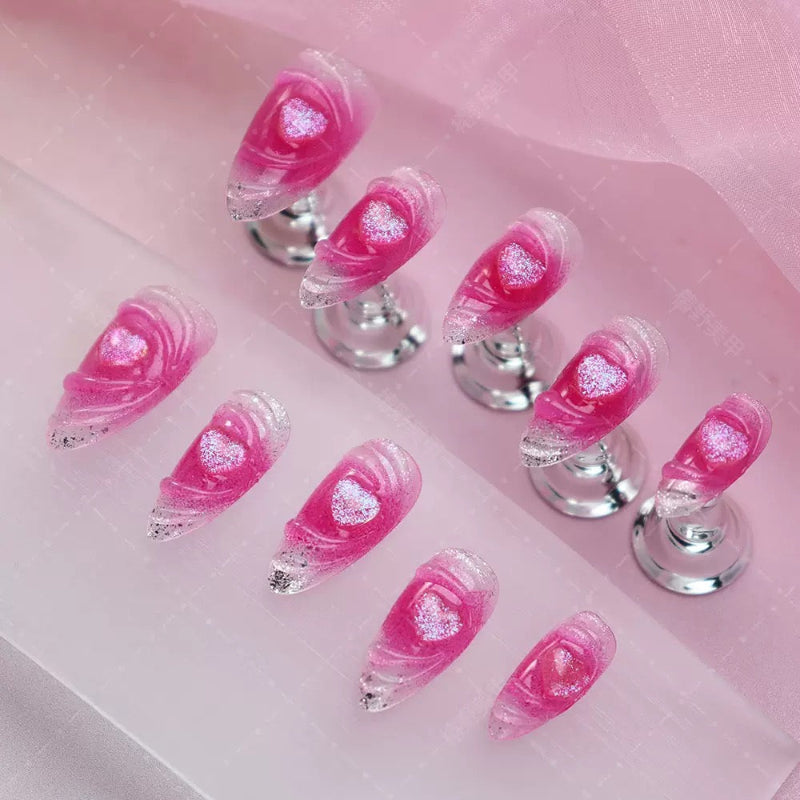 3D Love Pink Nail