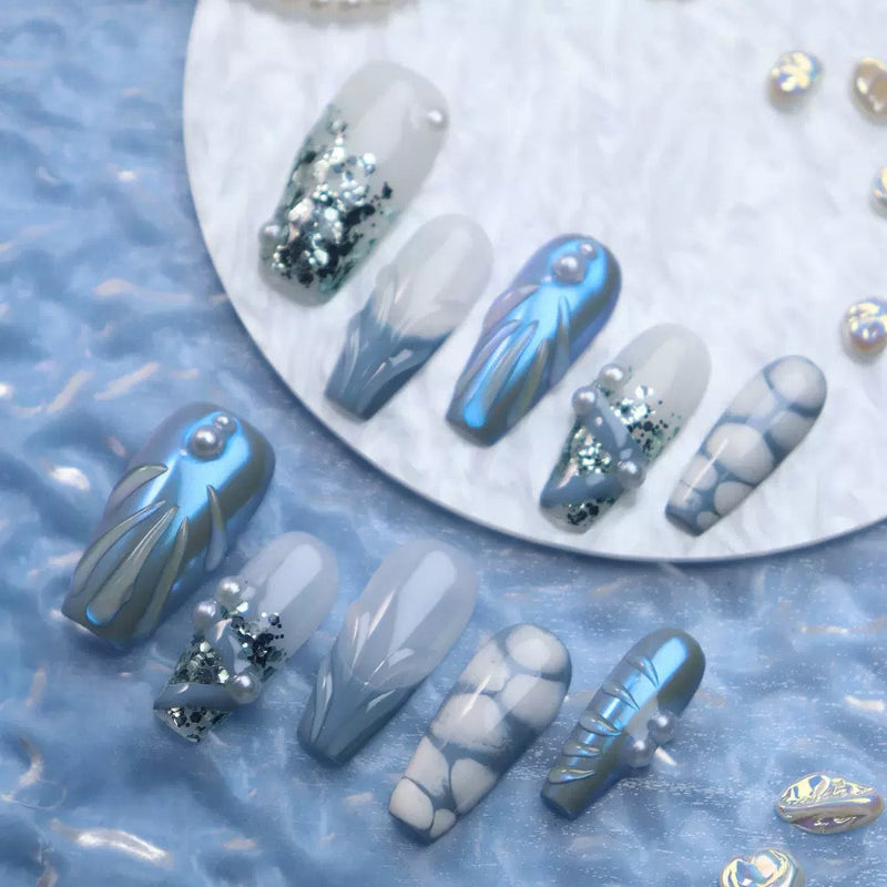 Small Fresh Blue Nails