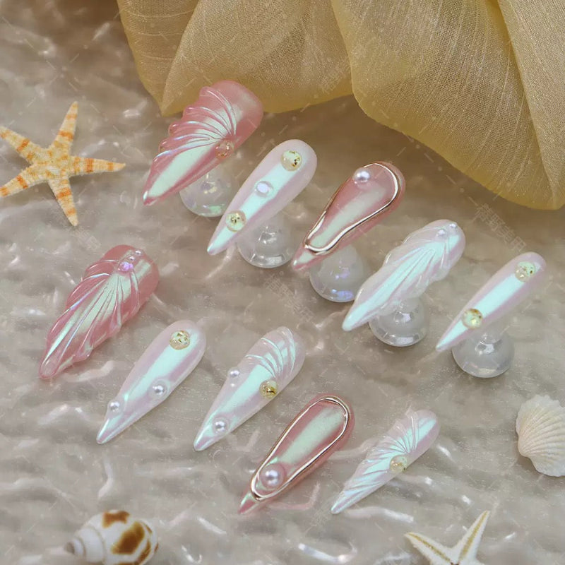 Hand-painted Shell Long Nails