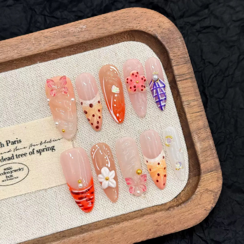 3D Butterfly Ocean Style Pink Nail