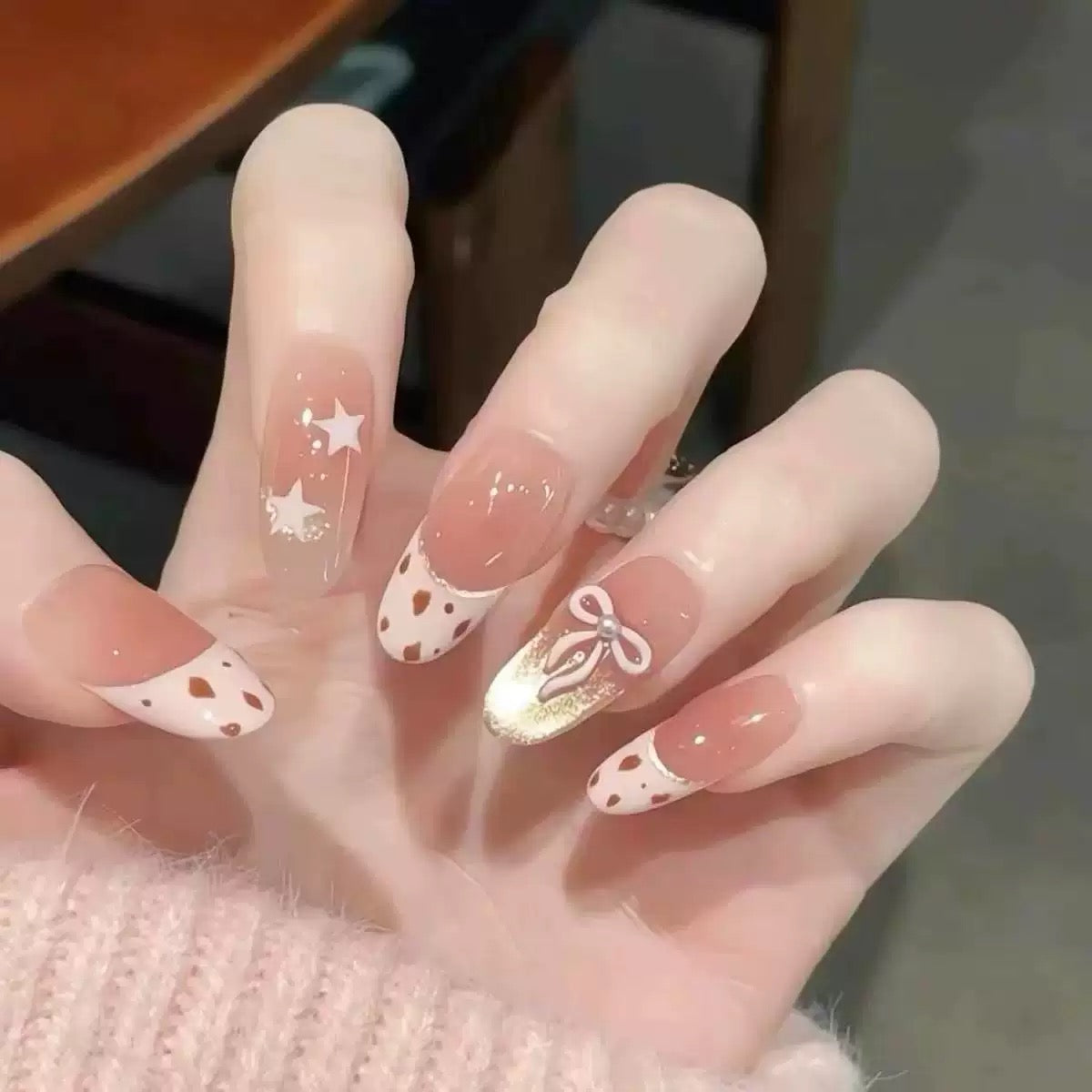 Pink Star French Nail