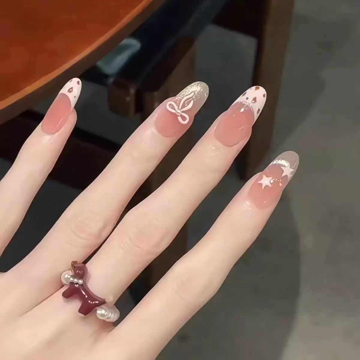 Pink Star French Nail