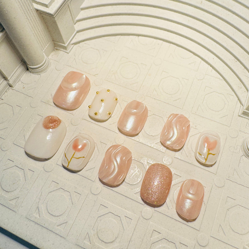 3D Pink Cat Eye Nail