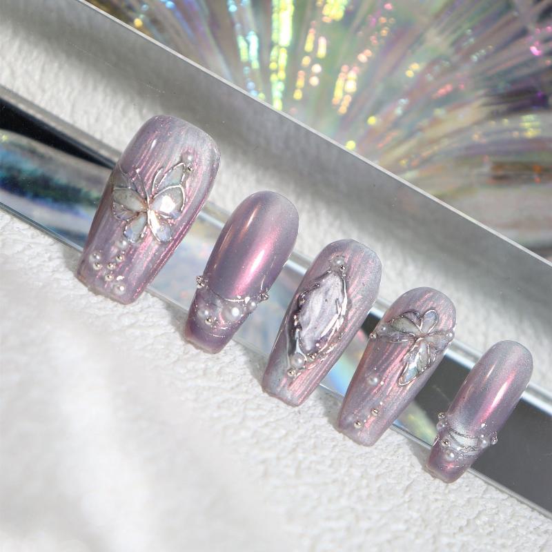 A Curtain of Purple Nails Handmade Press On Nail