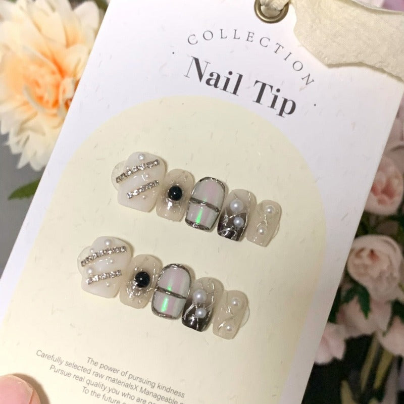 Deep Sea Black Pearl Handmade Press On Nail