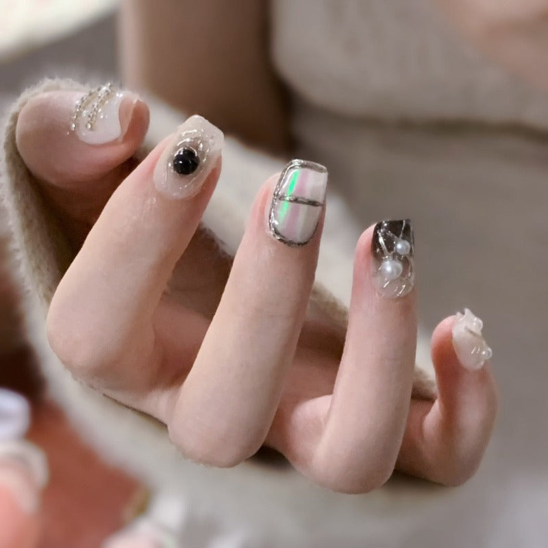Deep Sea Black Pearl Handmade Press On Nail