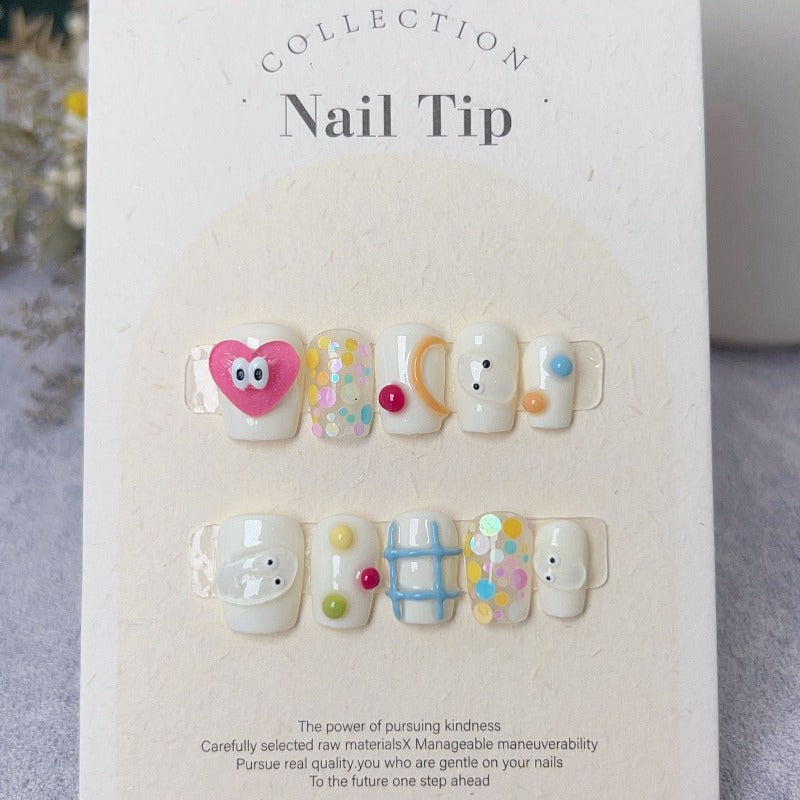 Tootsie Face Three-Dimensional Big Eyes Handmade Press On Nail