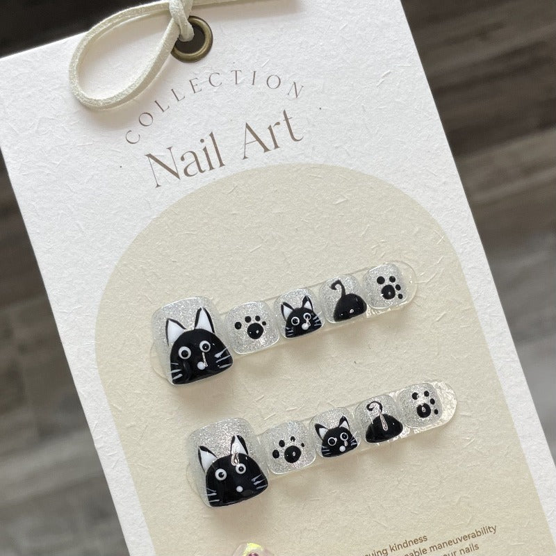hide and seek (game) Square Handmade Press On Toe Nails