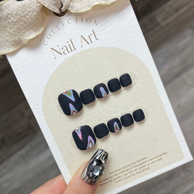 Glazed in the Dark Square Handmade Press On Toe Nails