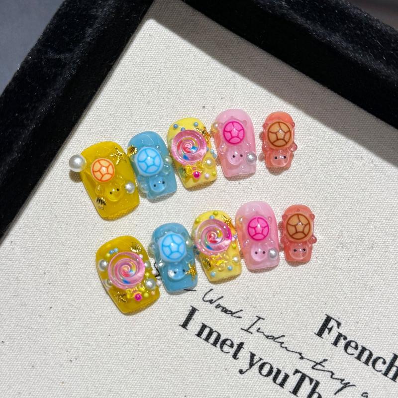 Colourful Turtle Handmade Press On Nail