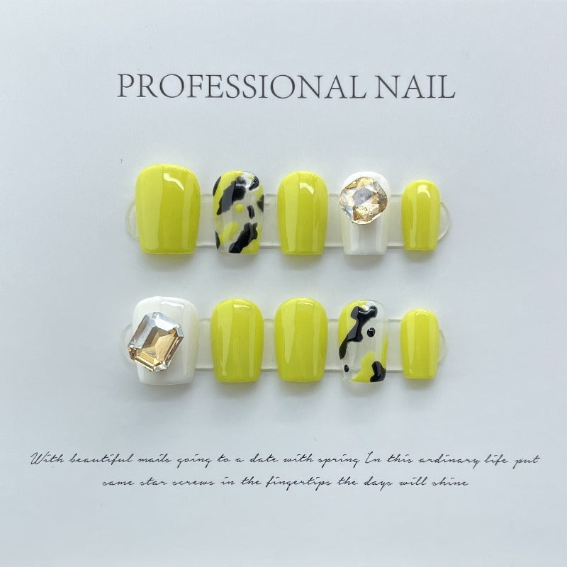 Bright Yellow Handmade Press On Nail