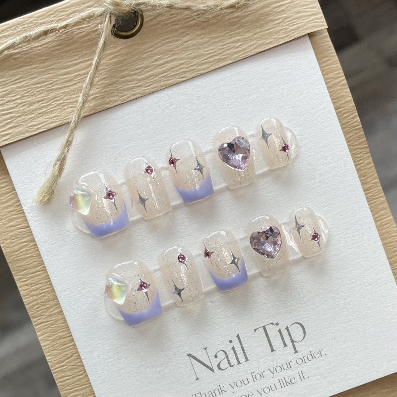 Stars in the Blue Sky Handmade Press On Nail