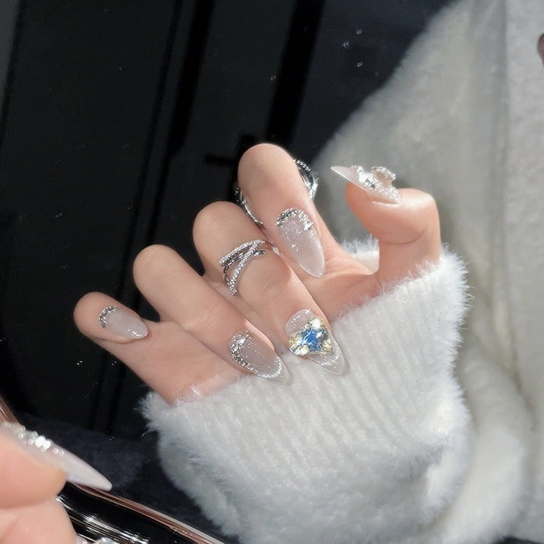 Love Diamond Cat's Eye Handmade Press On Nail