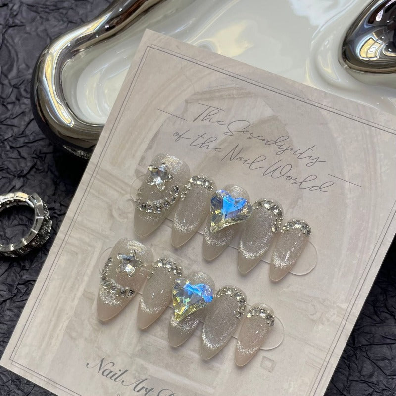 Love Diamond Cat's Eye Handmade Press On Nail