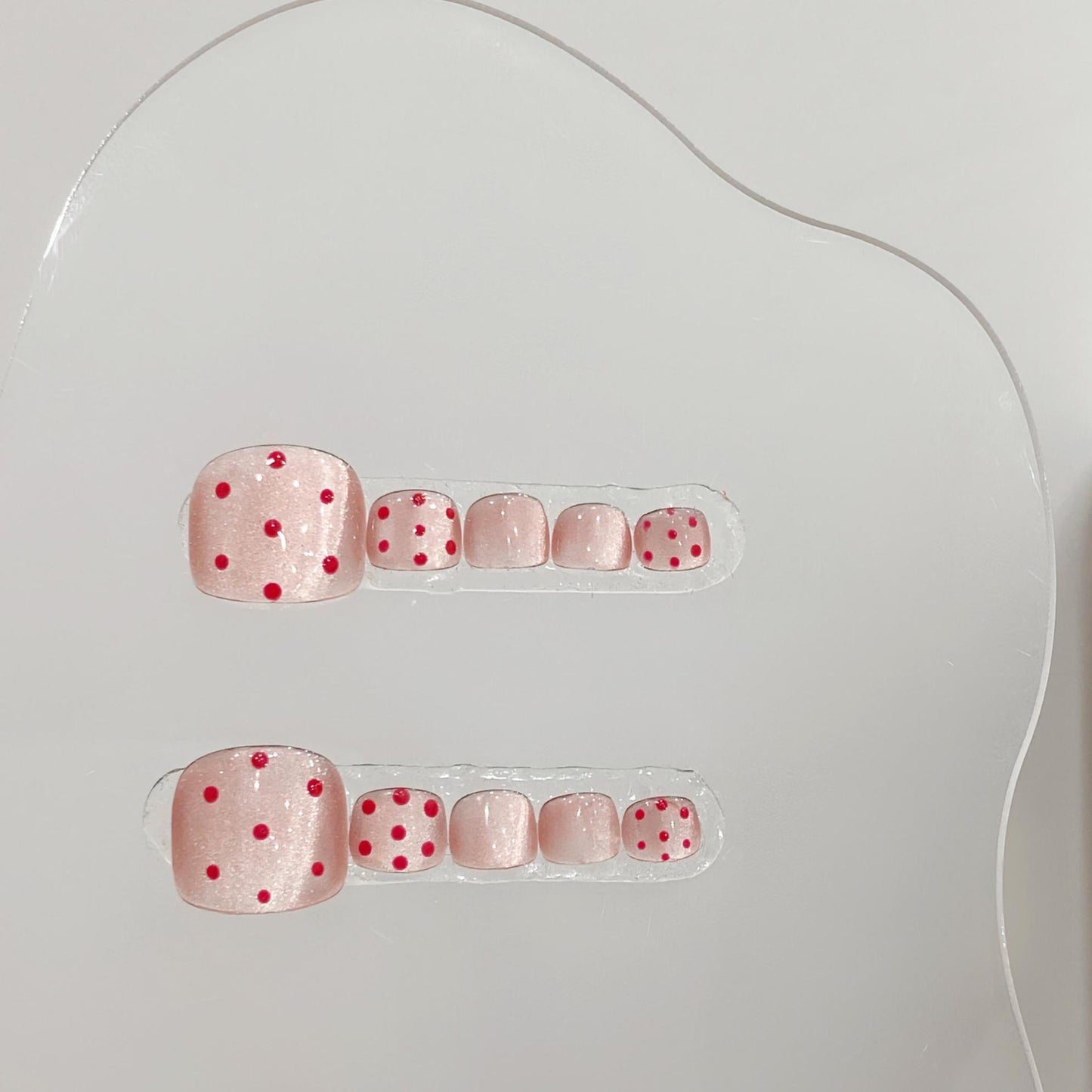 Diced Strawberries Square Handmade Press On Toe Nails