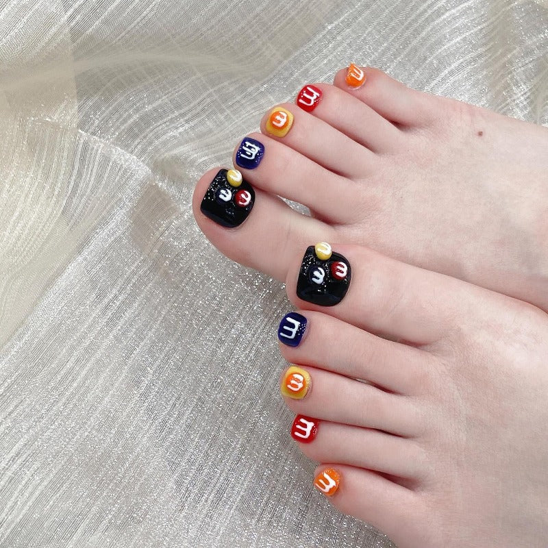 MM Bean Square Handmade Press On Toe Nails