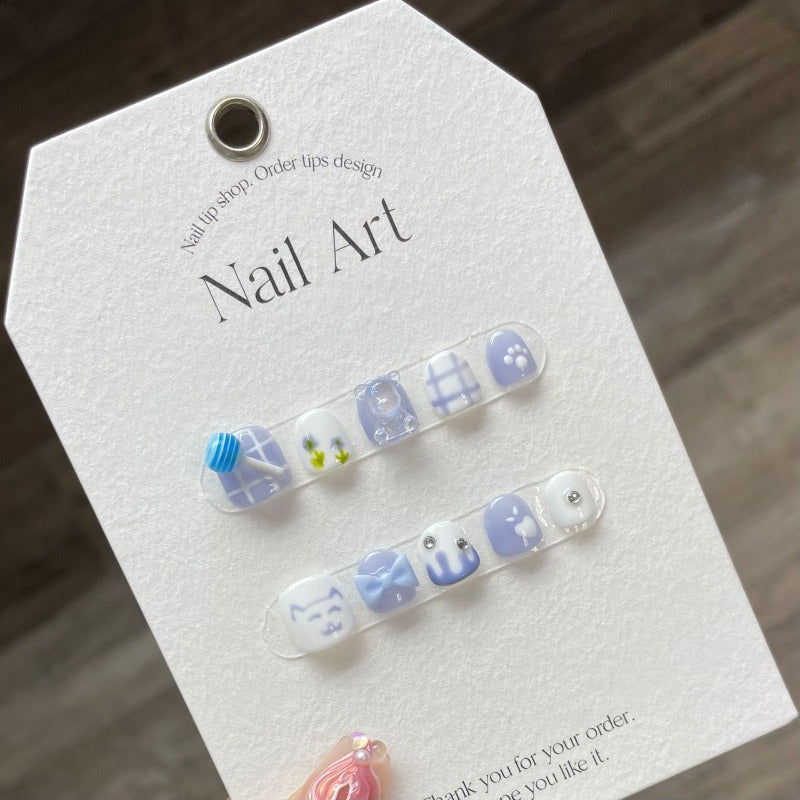 Blue Cat Handmade Press On Nails