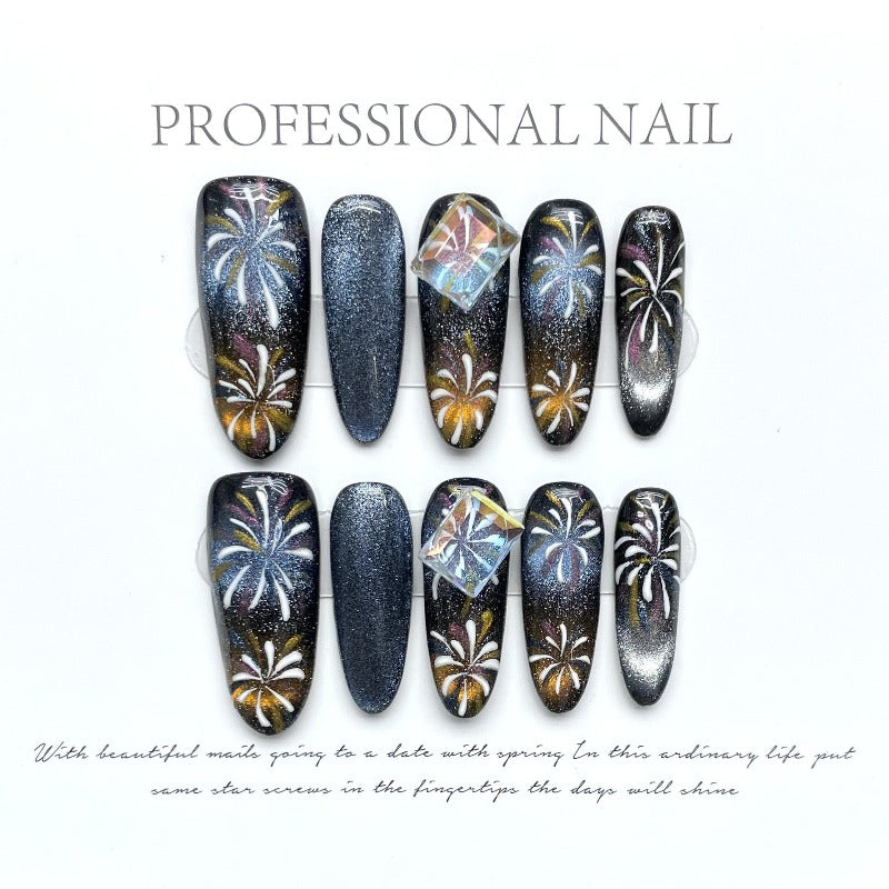 Smoke and Fire Handmade Press On Nail