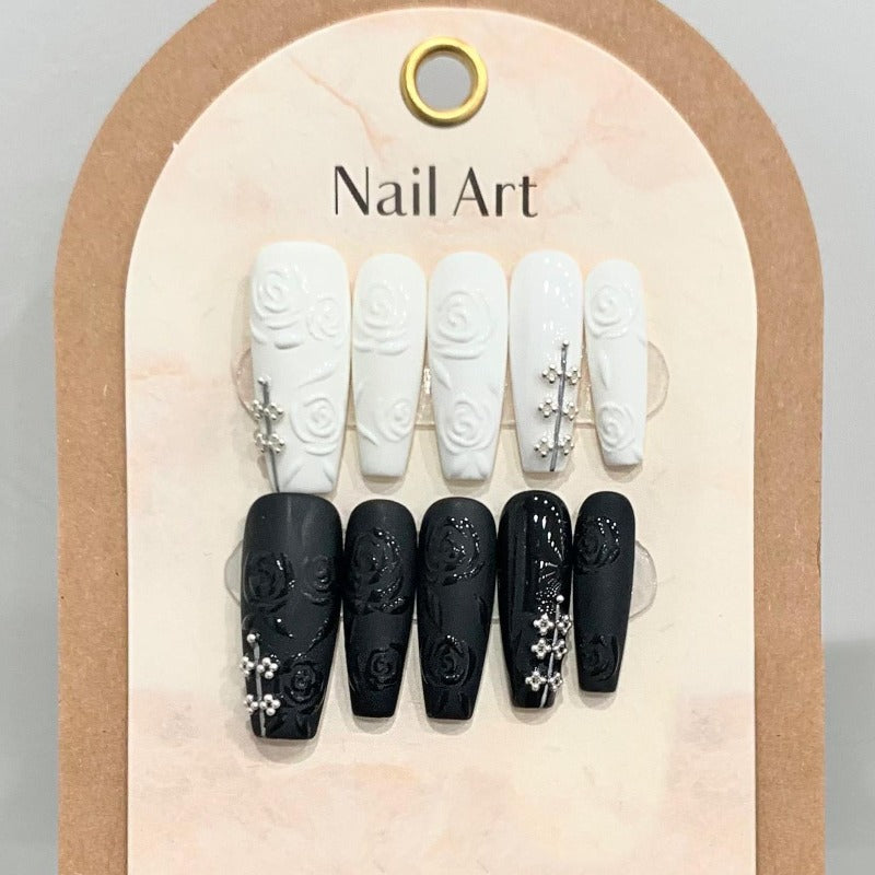Black and White Mandarin Ducks National Style Press On Nail