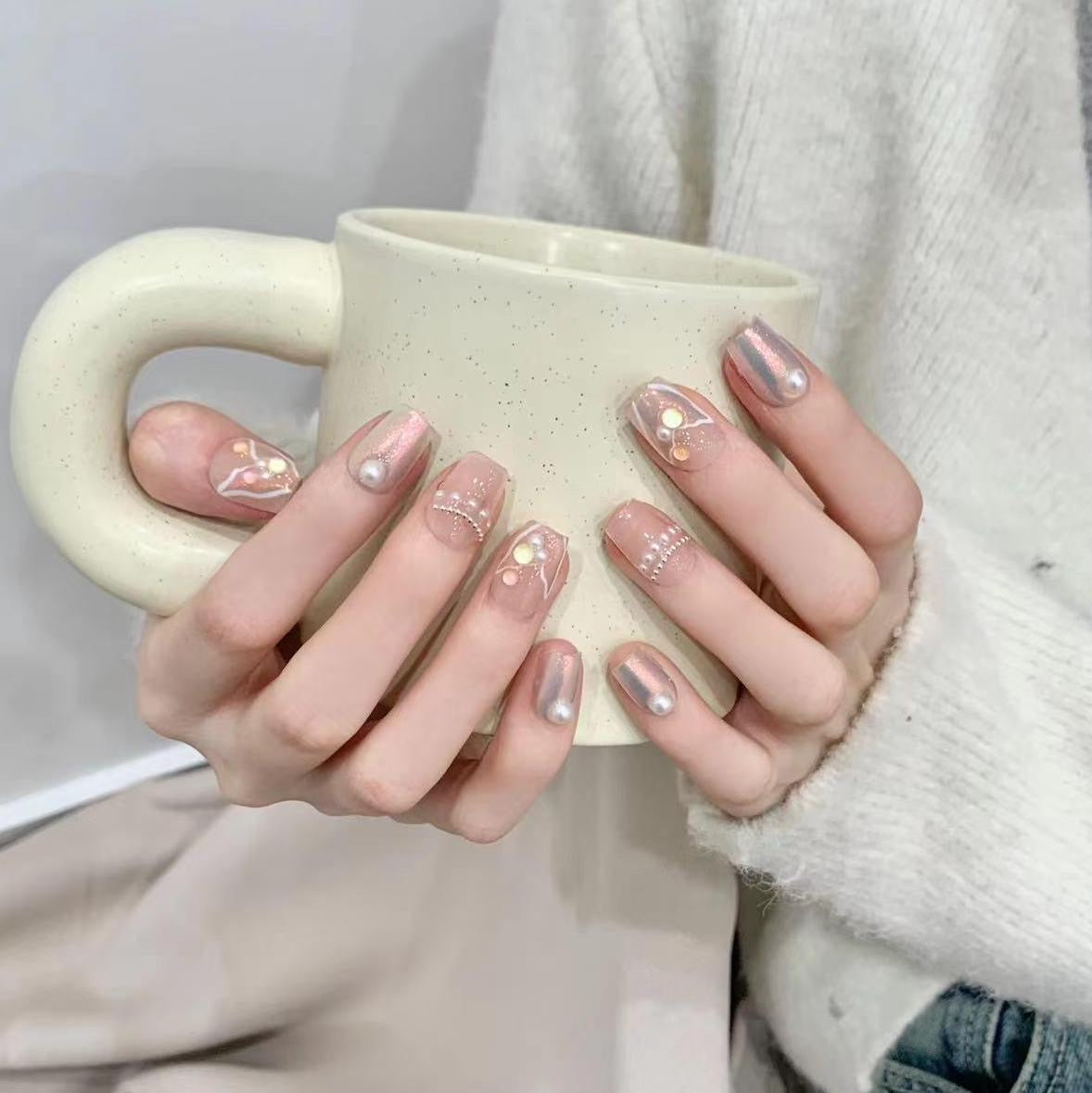 New Fishtail Cat Eye Handmade Press On Nail