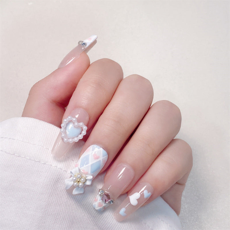 Plaid Blue Press On Nails