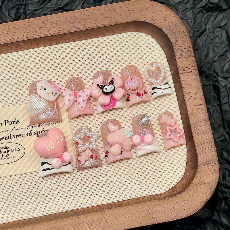Hellokitty Ostrich Press On Nail