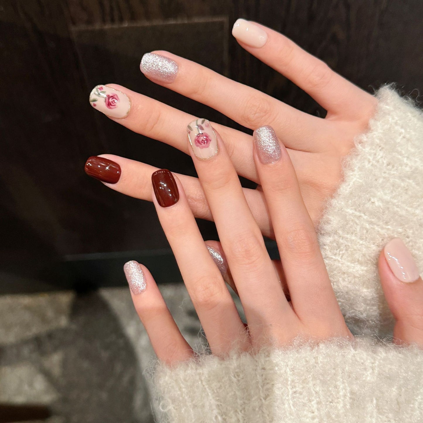 Rose Cat Eye Nail