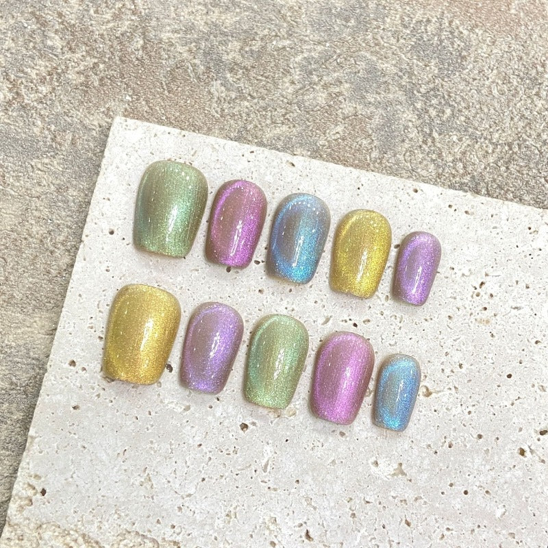 Dopamine Summer Cat Eye Handmade Press On Nail