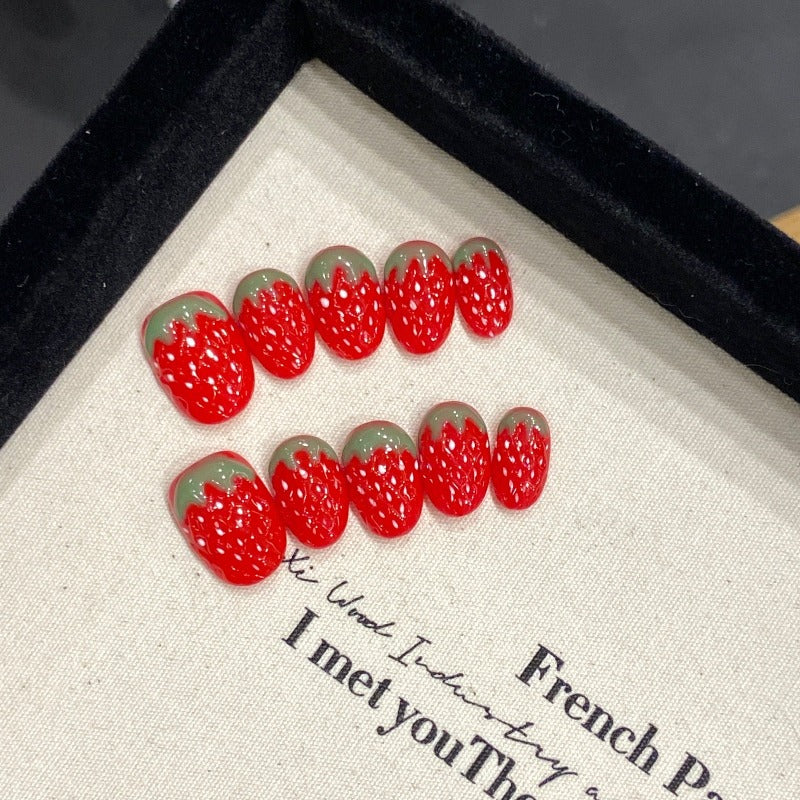 Big Red Strawberry Nail Handmade Press On Nail