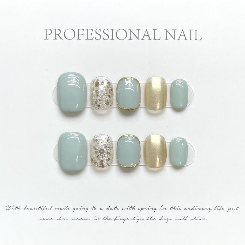 Light Green Nails Handmade Press On Nail