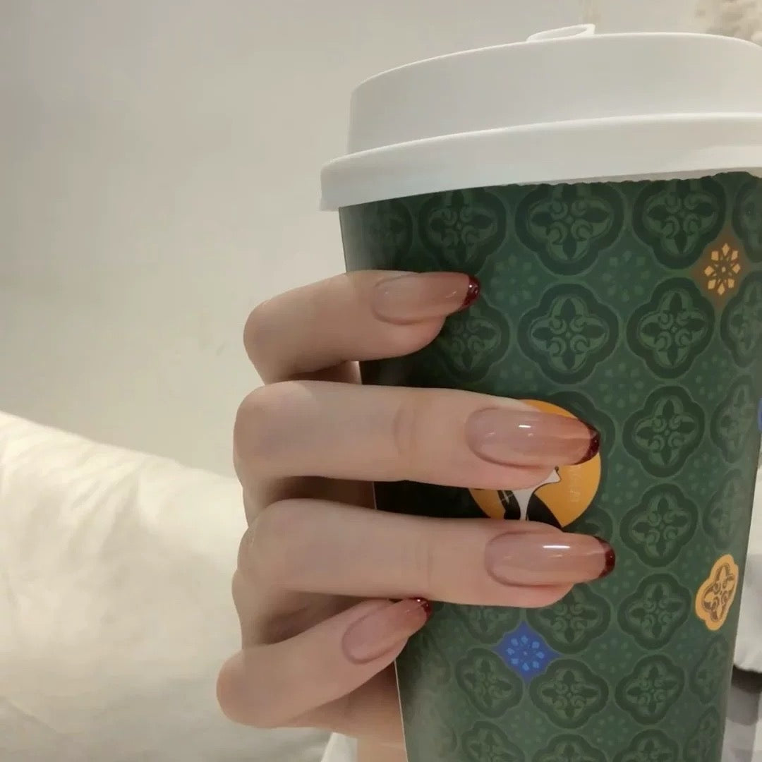 Red Halo French Nail