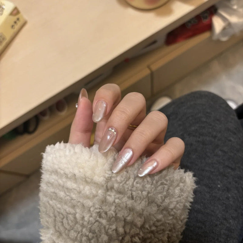 Ribbon Diamonds Nude Nail
