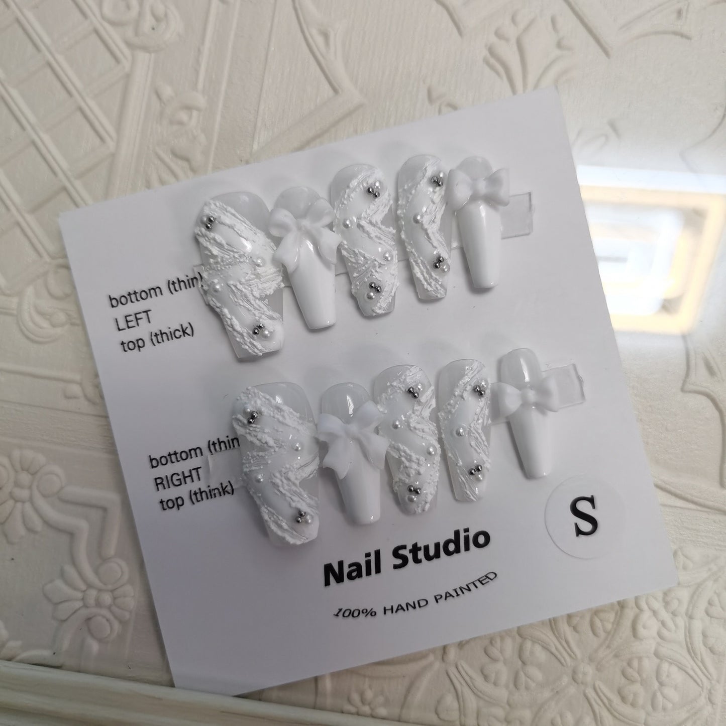 Geometric White Nails