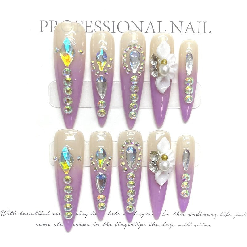 Shiny Purple Nails Handmade Press On Nail
