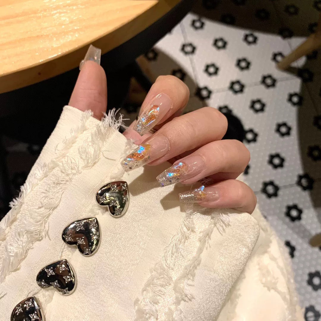 Yellow Crushed Diamonds Nails