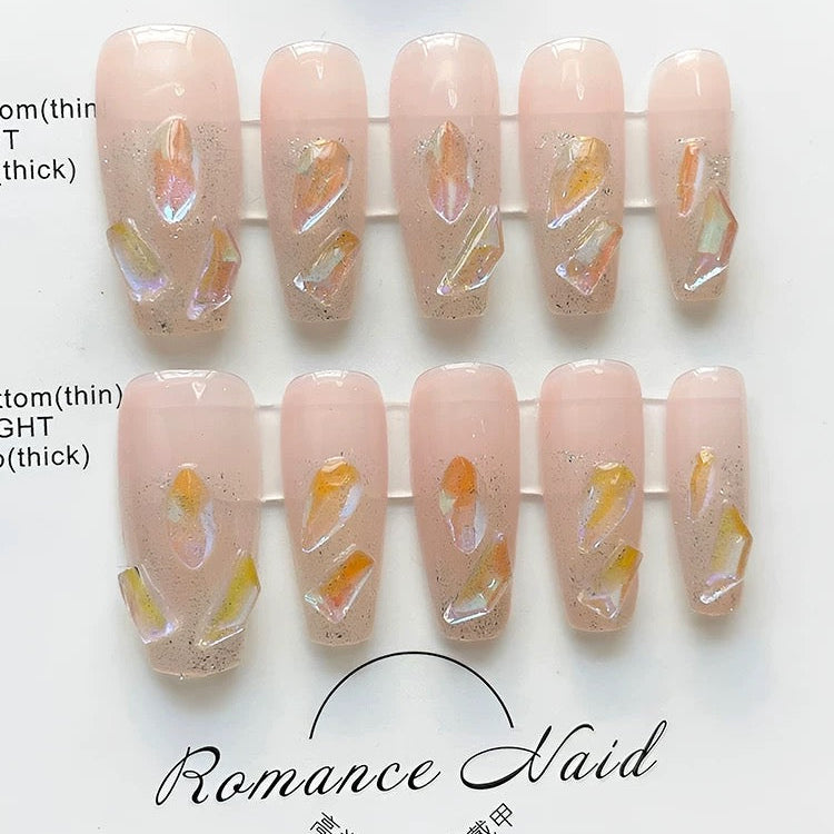 Yellow Crushed Diamonds Nails