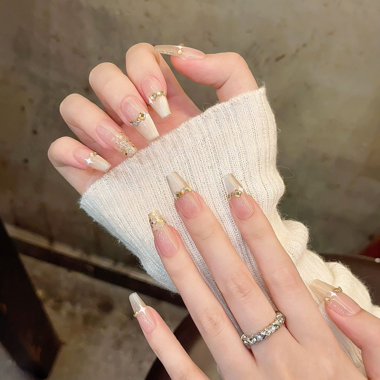 Silver French Nail Handmade Press On Nail