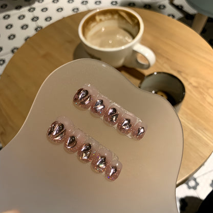 Pink Crushed Diamonds press on Nail