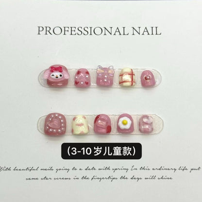 Pink Love Puppy Handmade Press On Nails