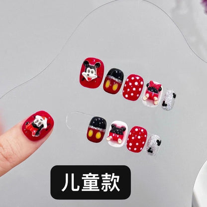 Red Mickey Handmade Press On Nails