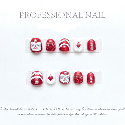 Traditional Lion Dance  Handmade Press On Nails