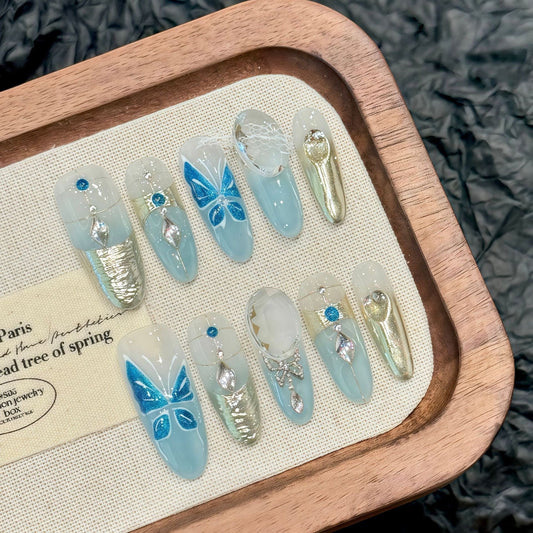 Butterfly Blue Nail Art