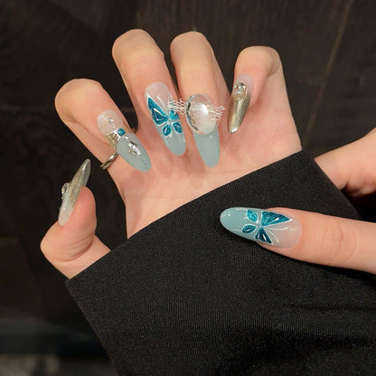 Butterfly Blue Nail Art