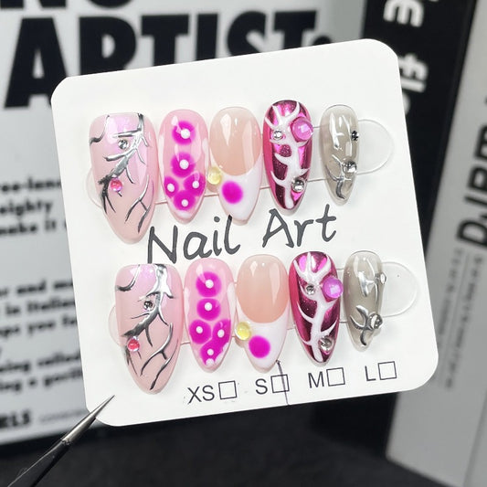 Brilliant Coral Handmade Press On Nail