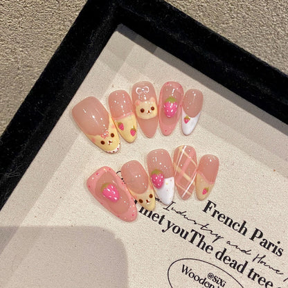 Pink Bear Handmade Press On Nail