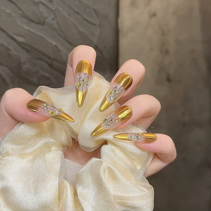 Golden Almond Nail Handmade Press On Nail