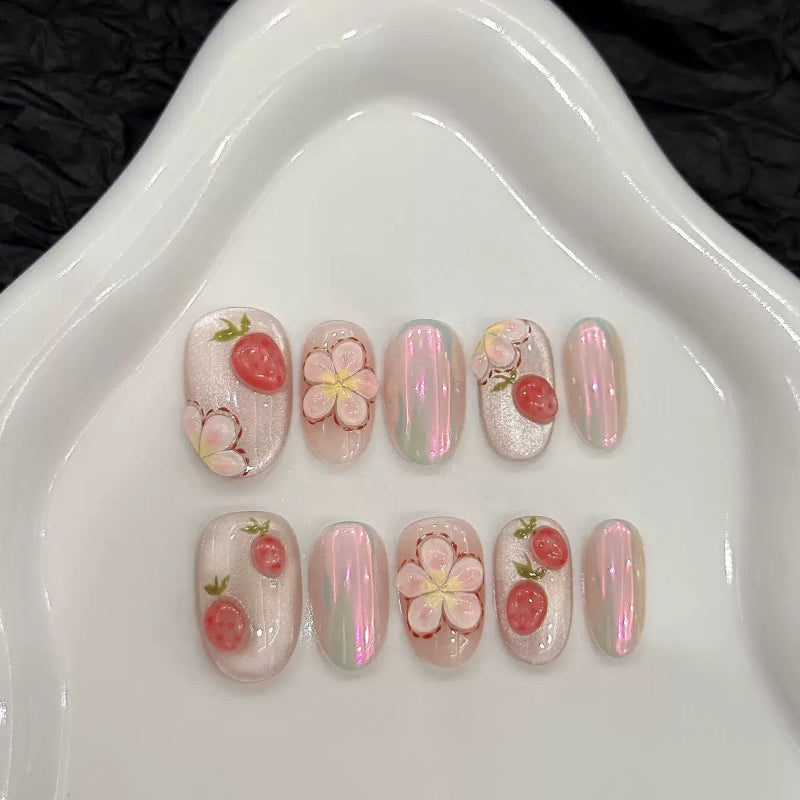 3D Flower Strawberry Nail